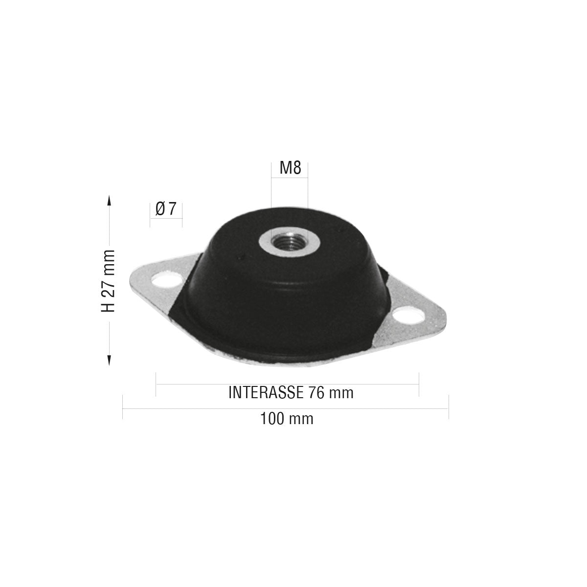 Motoroppheng gummi M8 Bellier Jade, Opale, Divane / Microcar MGO 1-2, Virgo (1000557)