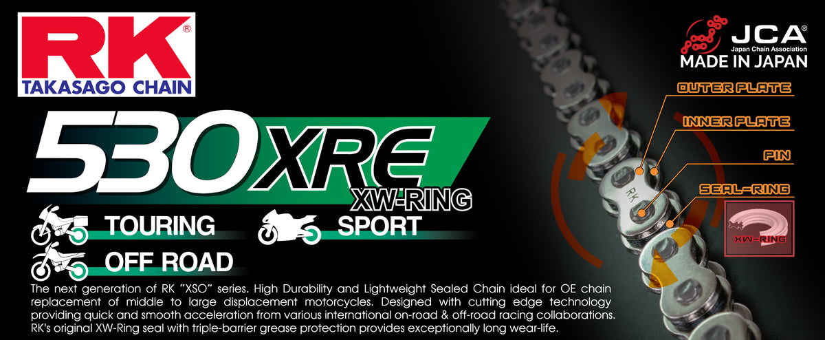 RK Japan RK 530XRE XW-ringchain +CLF(rivet l.)