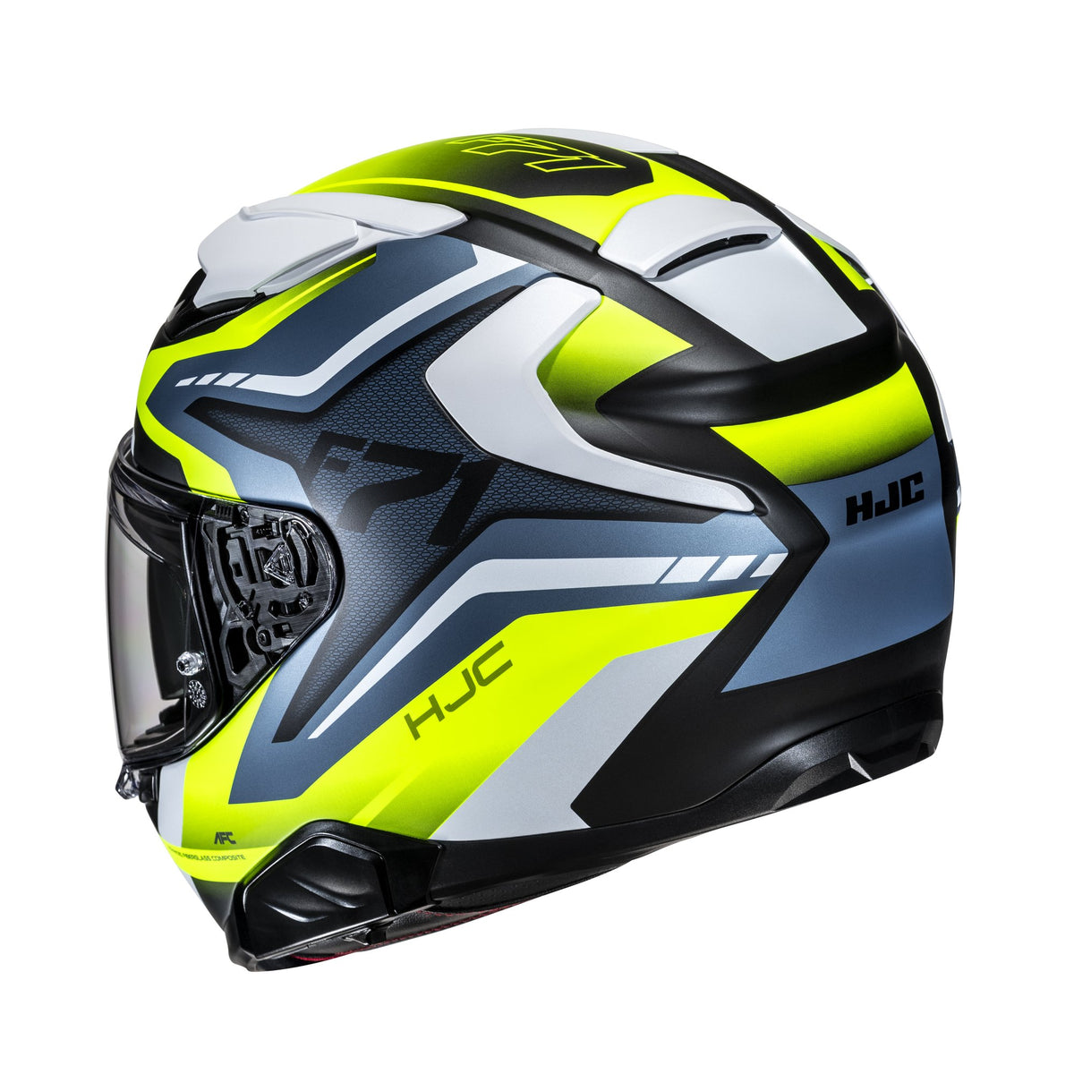 HJC Hjelm F71 Fes Hvit/Fluo Gul/Blå MC3HSF