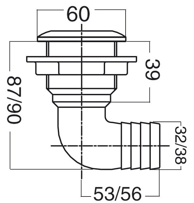 elbow thru hull 11/2x51mm