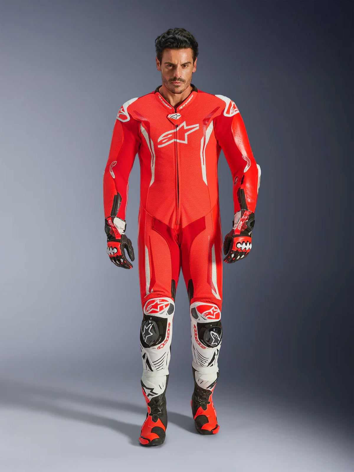 Alpinestars Skinn suite 1-pcs GP Tech v5 Fluo Rød/Hvit
