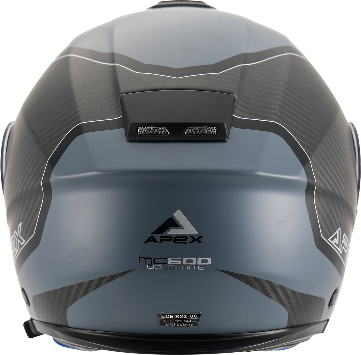 APEX Hjelm MC500 Karbon Dolomites Svart/Grå/Silver Glanset