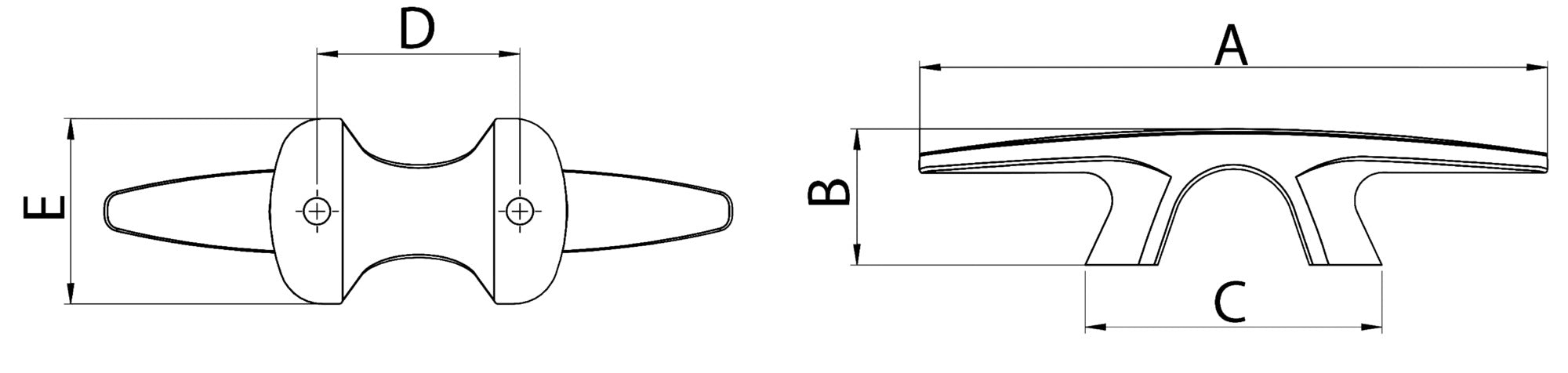Osculati Bull Dog Black Line cleat 205mm