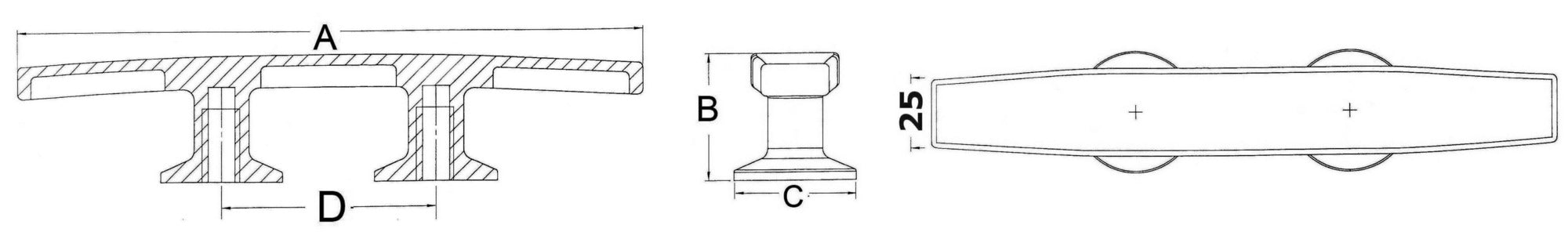 Osculati Skandy cleat 190mm