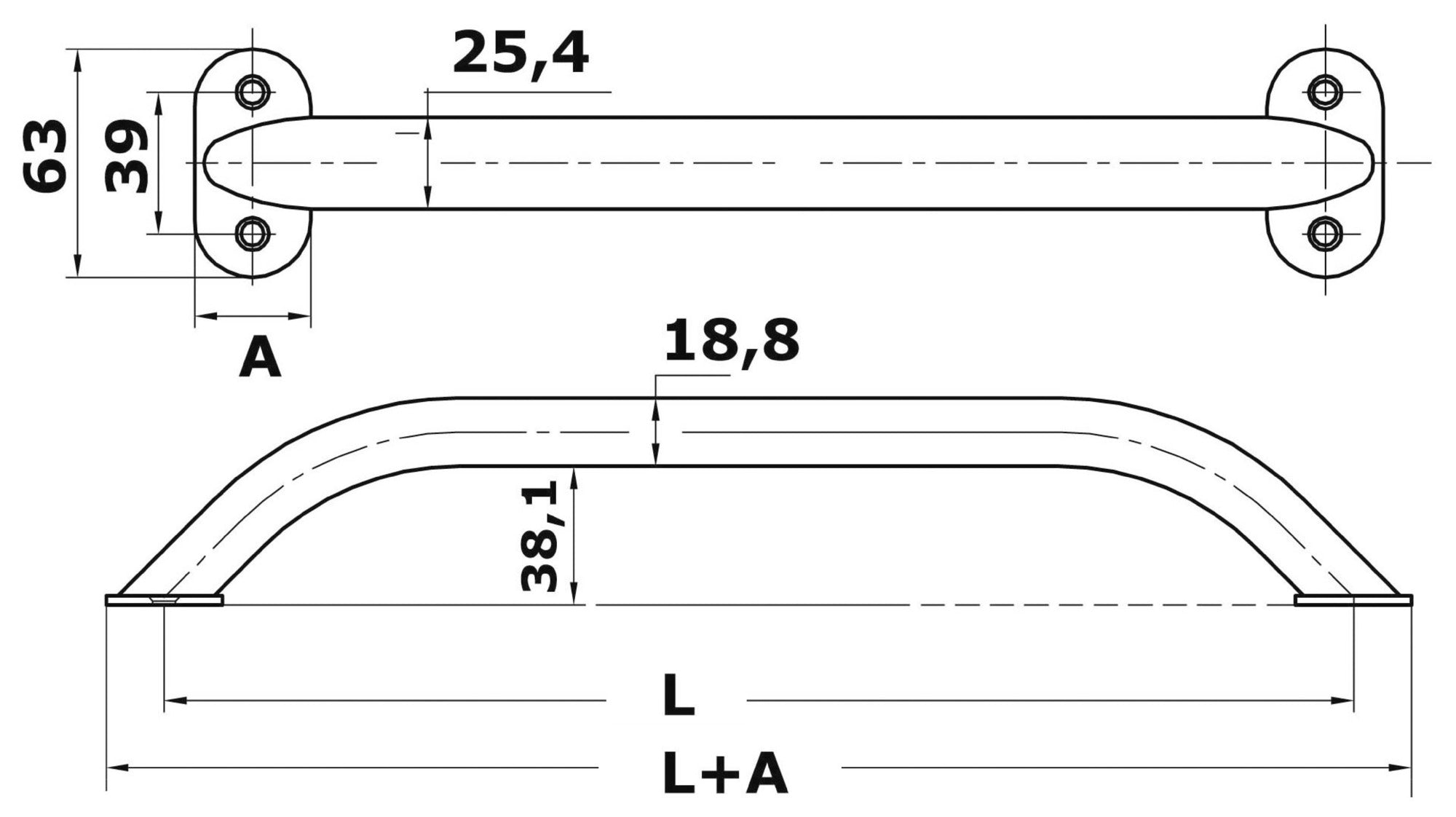 Osculati Handrail AISI 316 915 mm