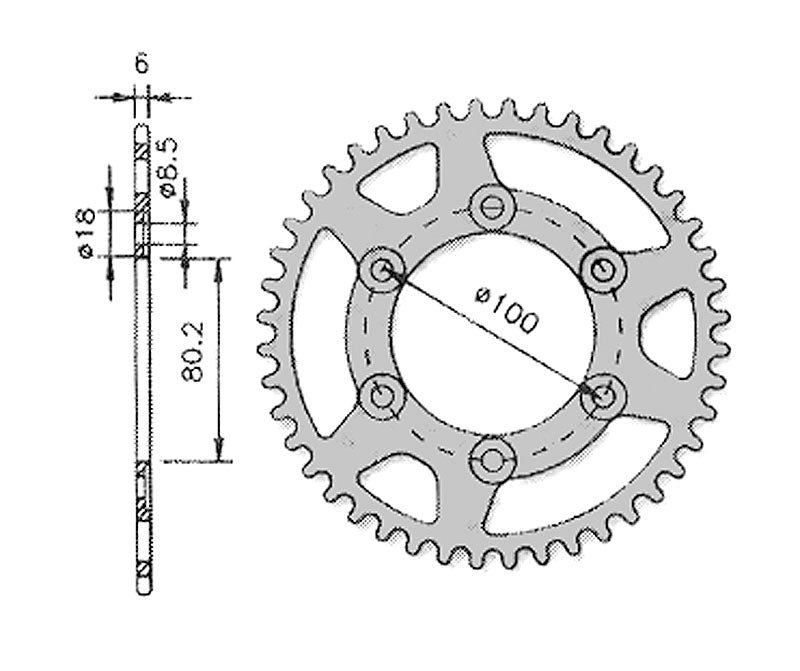 Forte Bak sprocket, 50 teeth (420), Ø80mm, Rieju RR