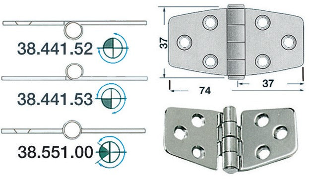 Osculati hinge w/release Pinne 74x37
