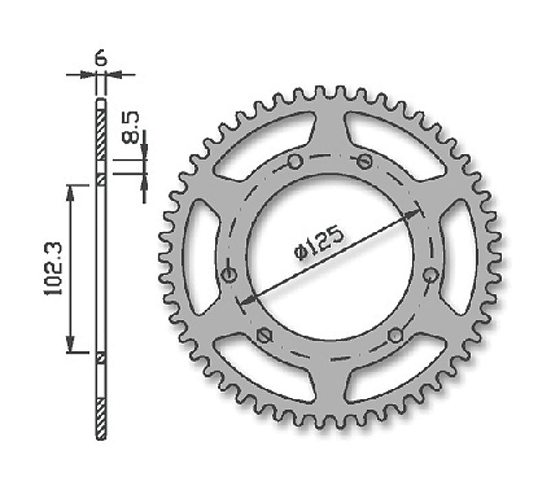 Forte Bakdrev 53 tenner (420) Ø105 mm Rød Alu Aprilia / Derbi / Drac / Rieju