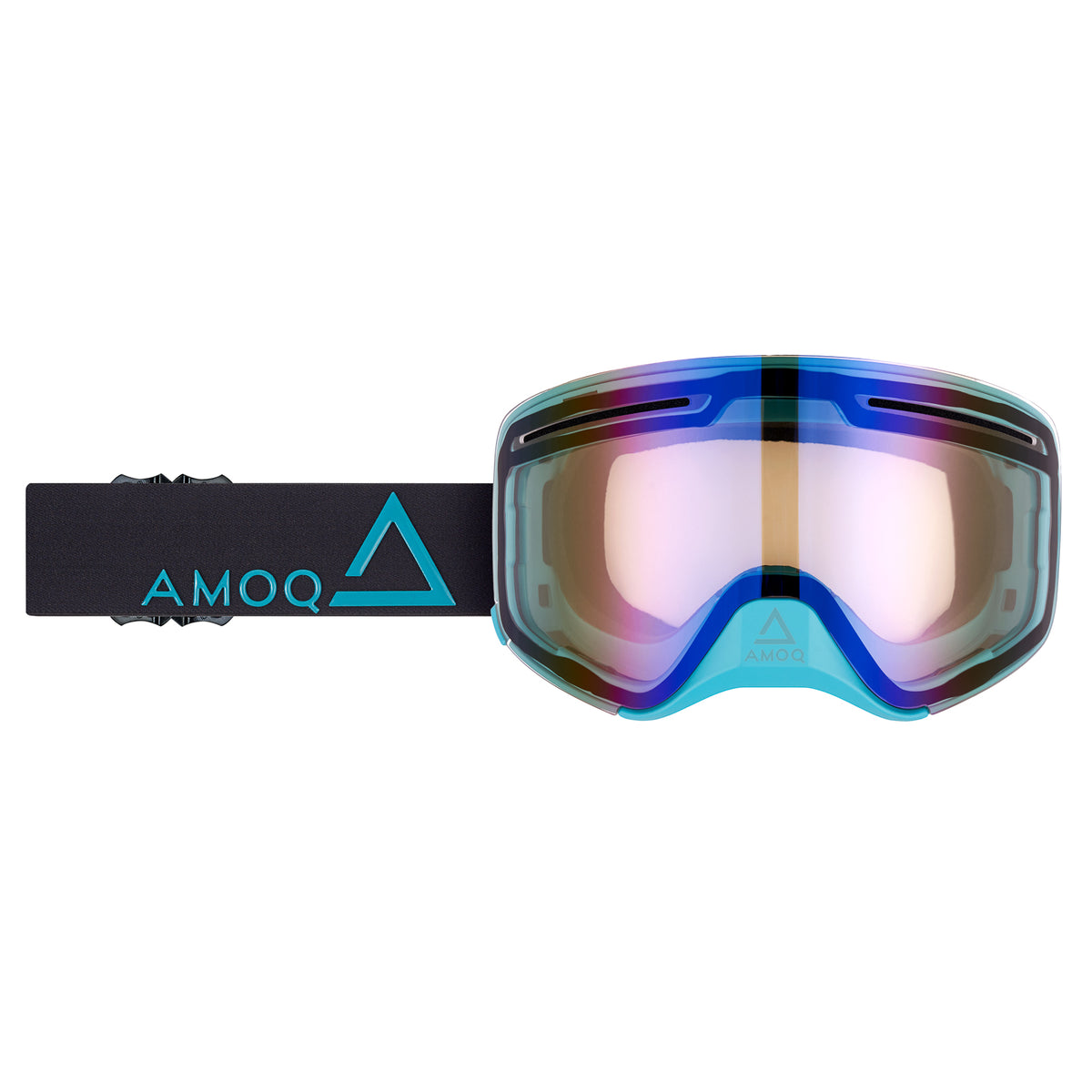 AMOQ Snøscooterbriller Vision Vent+ Magnetic Svart-Turkis Speil Blå