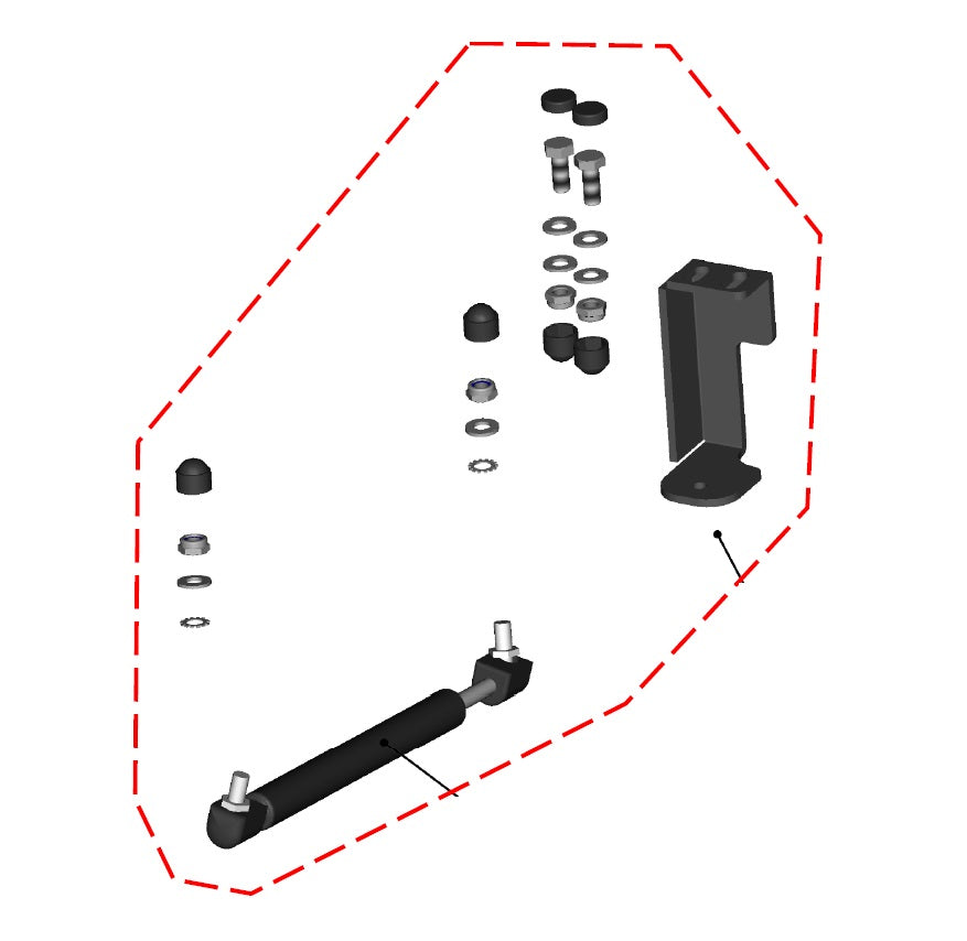 DFK Gas spring incl. bracket Left Polaris Ranger 570 Midsize 2022->