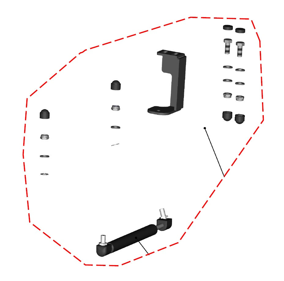 DFK Gas spring incl. bracket Right Polaris Ranger 570 Midsize 2022->