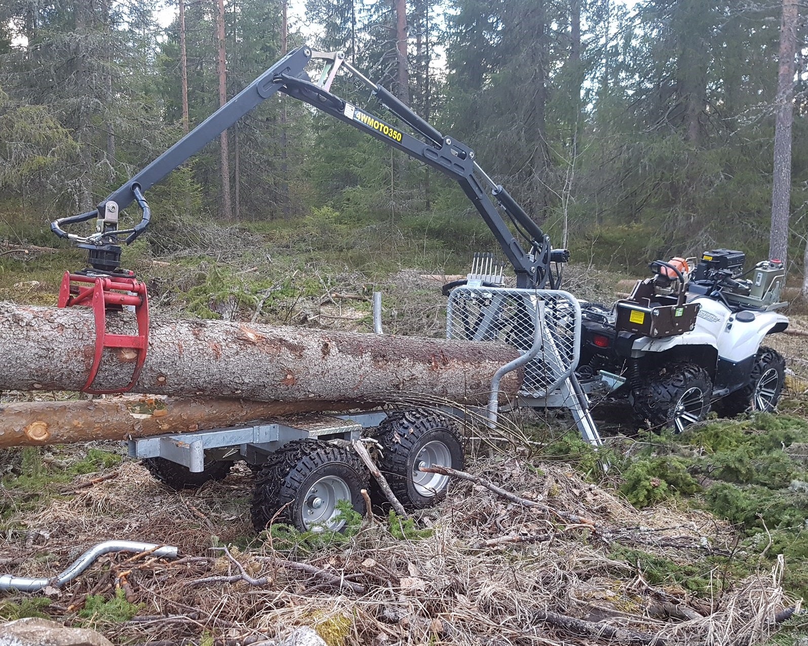 ATV Grapple crane trailer 350-II Hydraulic Roll drive & Winch