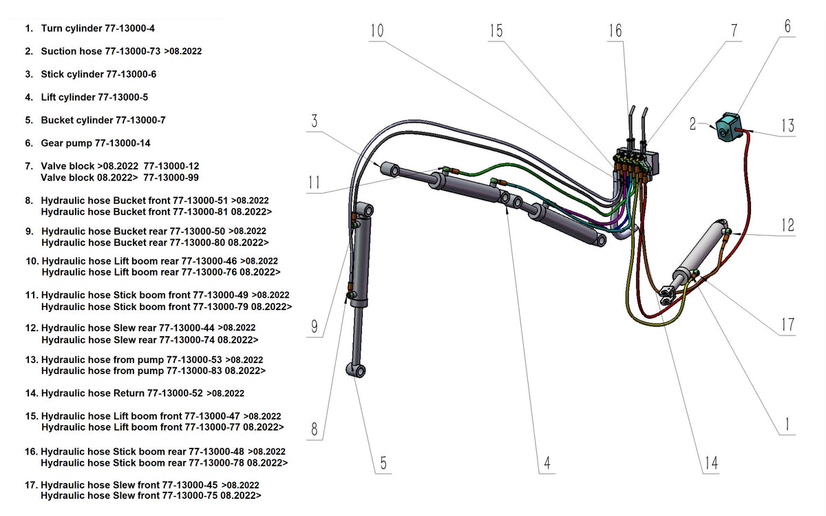 Bronco Hydraulic hose Lift boom Rear 77-13000 08.2022->
