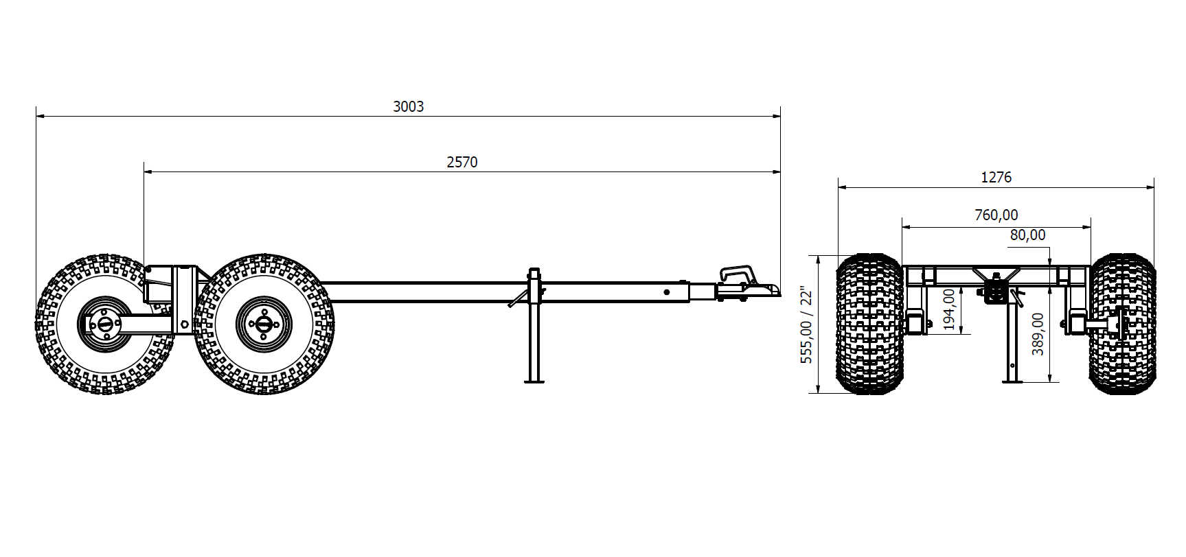 Ultratec Chassis 80mm incl. support leg