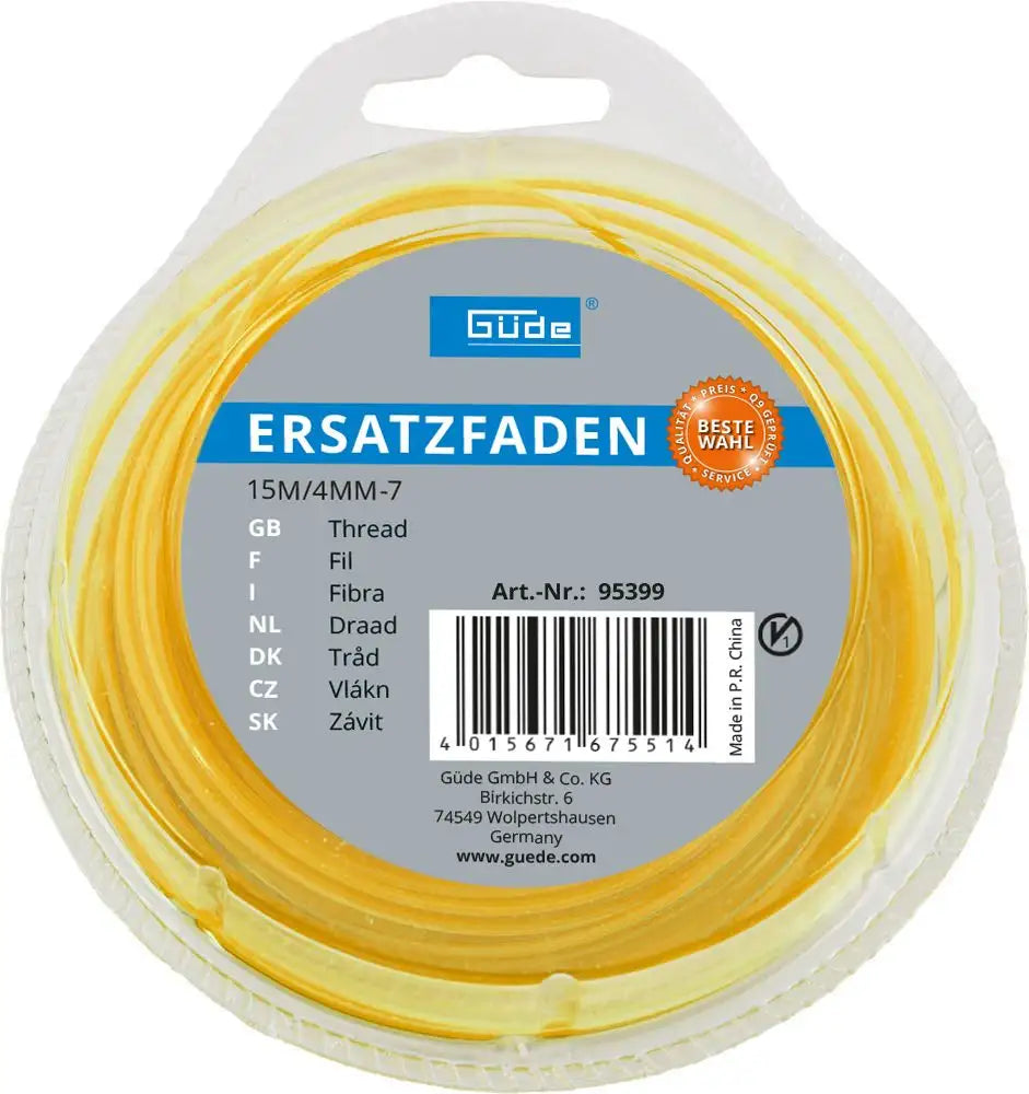 Güde Tyskland Trimmertråd 4 mm × 15 m – 7-kant