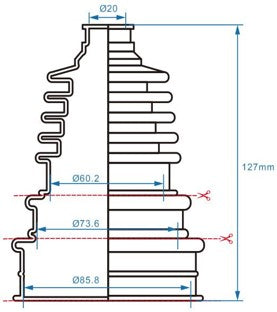 Bronco CV Boot kit universal 20 x 60/74/86 x 127mm