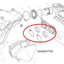 Sno-X Air intake adapter Ski-Doo 600/800 Ptek