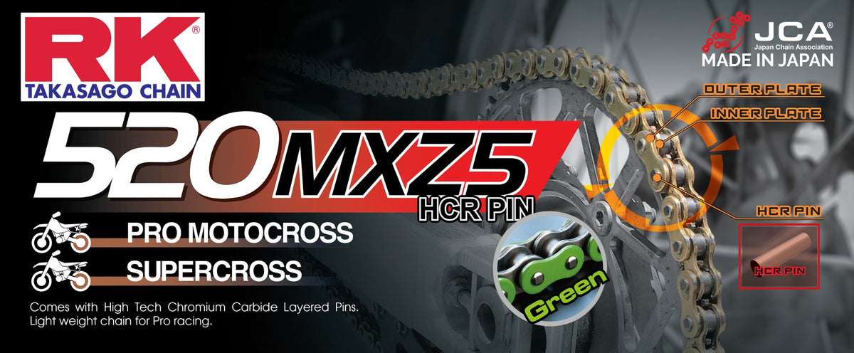 RK Japan RK MM520MXZ5 Offroad Pro Kjede Grønn +CL (Connect.link) Non Pakning