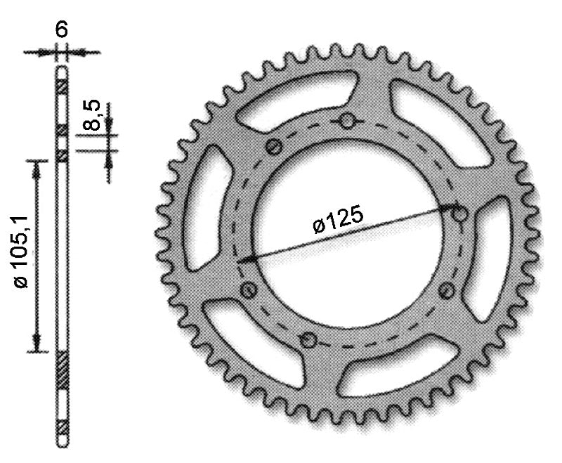 Forte Bak sprocket, 50 t. (420), Ø105mm