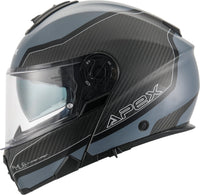 APEX Hjelm MC500 Karbon Dolomites Svart/Grå/Silver Glanset – bilde 2