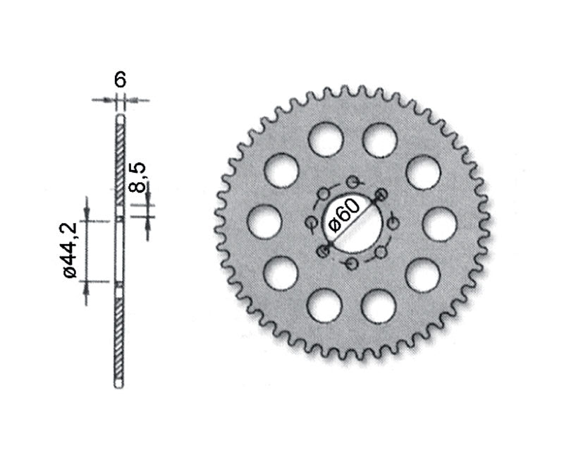 Forte Bak sprocket, 48 teeth (420), Ø44mm