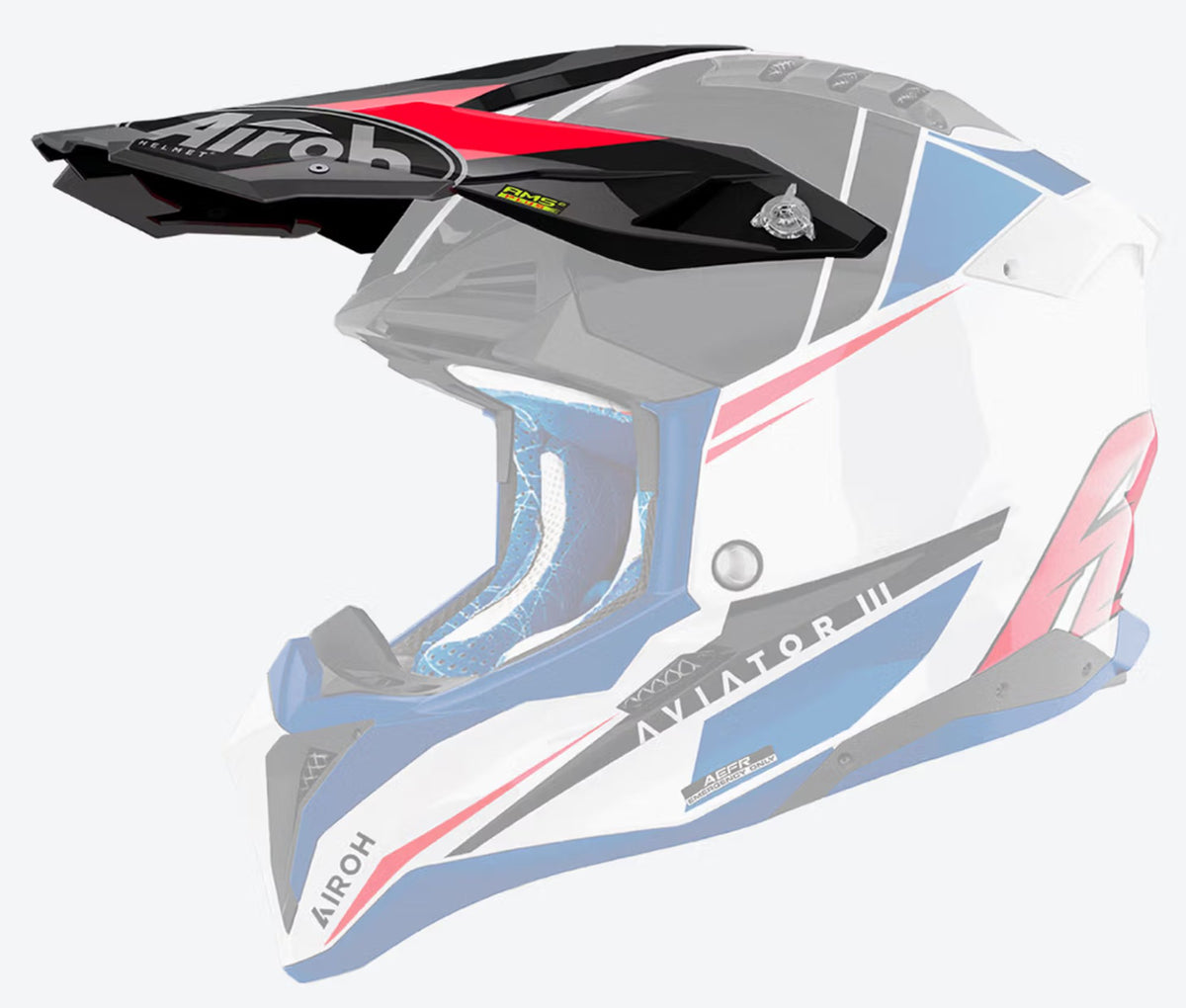 Airoh Aviator 3 Peak Push Blå/Rød Gloss