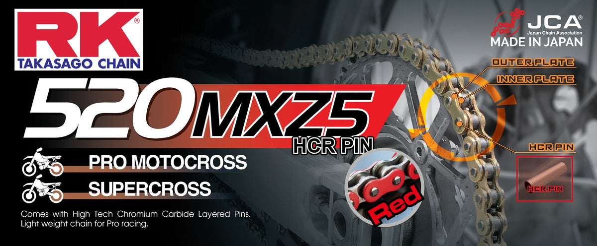 RK Japan RK RR520MXZ5 Offroad Pro Kjede Rød +CL (Connect.link) Non Pakning